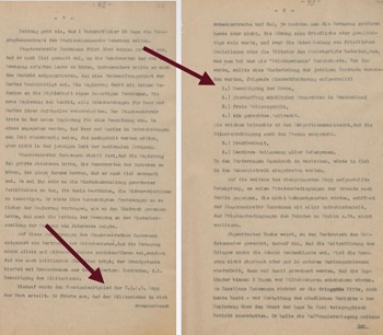 Abbildung 7: Niederschrift der Verhandlungen im Stationskommando am 4. November 1918, Ausschnitt (BArch Freiburg, RM 31/2373, pag. 42 f.)